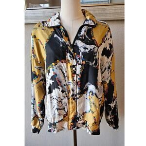 Vintage 90s 100%‎ Silk Western Cowgirl Horse Windbreaker Jacket Women Small